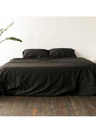 Постельное белье из льна черный двуспальный
