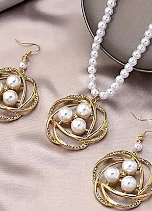 Комплект прикрас чокер -намисто з кулоном та сережки