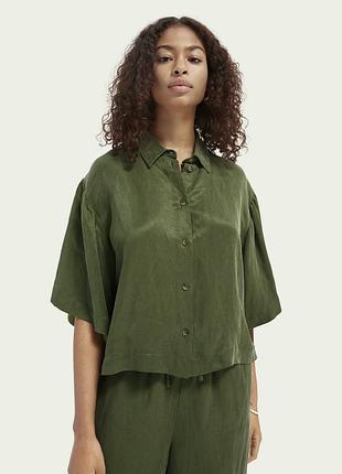 Сорочка блуза вільна з широким рукавом льон