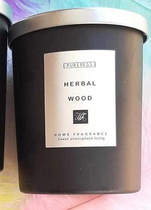 Ароматическая свеча mar's art "donkere dagen" herbal wood, 50 часов горения, черное матовое стекло