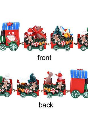 Деревянный рождественский поезд с санта-клаусом - праздничное декоративное украшение для дома и подарка