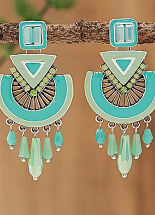 Сережки жіночі подовжені кольорові