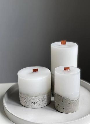 Великий набір парафінових свічок в бетоні з ефірними аромамаслами 3шт сotton