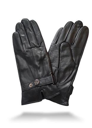 Перчатки кожаные мужские черные с шерстяной подкладкой сесорные 9