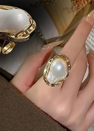 Кольцо женское акцентное большое минимализм барокко
