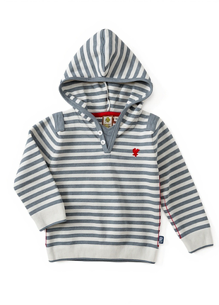 Дитячий бавовняний светр з капюшоном quadrifoglio кремово-сірий