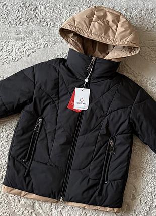 Зимова чорна подовжена куртка оверсайз на дівчинку 140-164