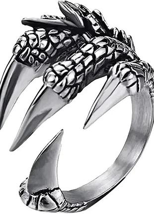 Кольцо серебристое когти размер 18