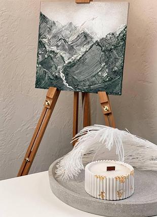 Cоевая свеча с эфирными аромамаслами в гипсовом кашпо sky с золотым декором 8х4см citrus & wood