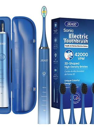 Звуковая зубная щетка электрическая seago sonic sg972 взрослая градиент синий