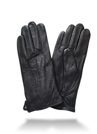 Рукавички чоловічі шкіряні на шерсті чорні 10