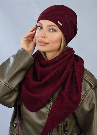 Комплект шапка и косынка "милена" (5163-5) бордовый