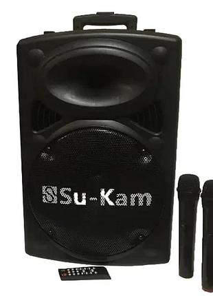 Портативная колонка su-kam bt 100d + 1 беспроводной микрофон (12v/220v)