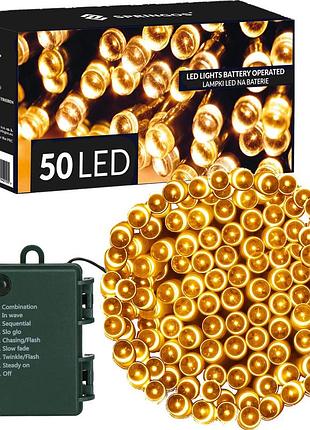 Гирлянда на батарейках springos 5 м 50 led cl4027 warm white