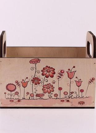 Деревянное кашпо "цветник" среднее