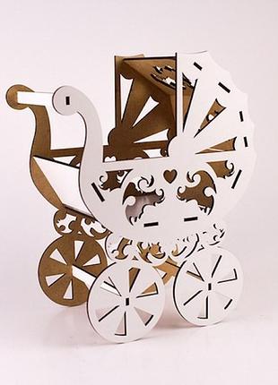 Подарочная коробка коляска белая