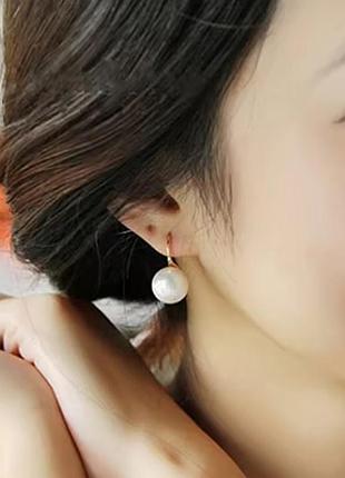 Сережки з перлинами білі з срібним