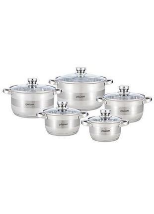 Набор посуды нержавеющий maestro 1.5 х 2 х 3 х 5 х 6 л (5 шт.) mr-2220 (mr-2220-10)