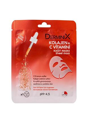 Маска-патч для обличчя з колагеном та вітаміном с derminix, 25 г