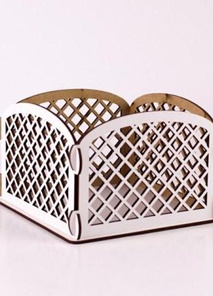 Деревянное кашпо большое "сеточка" белая