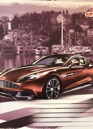 Тетрадь школьная 12 листов в клетку авто тм бриск тв-107 астон мартин