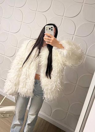 Жіноча шубка з хутра лами на підкладці 🖤🤍