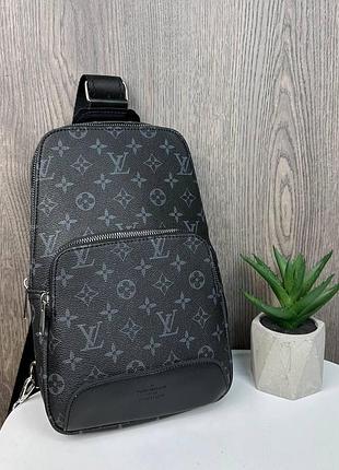 Модная мужская сумка бананка слинг стиль луи витон на грудь или плечо