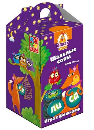 Игра с фишками vladi toys шальные совы. вижу слово (рус) (vt8033-02)