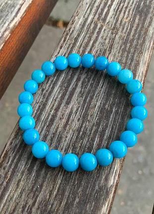 Браслет, браслет с камнями, браслет из голубого агата, браслет ручной работы