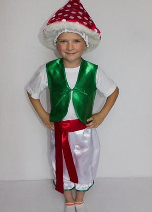 Маскарадный костюм для мальчика гриб мухомор