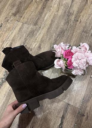 Шоколадні ботинки козаки натуральна замша