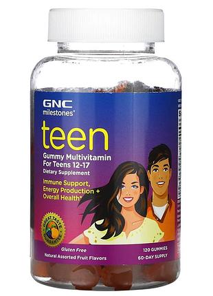Gnc, milestones, жевательные мультивитамины для подростков 12–17 лет, ассорти из натуральных фруктов, 120