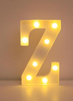 Буква с подсветкой z объемная маленькая 21 на 15 см белый