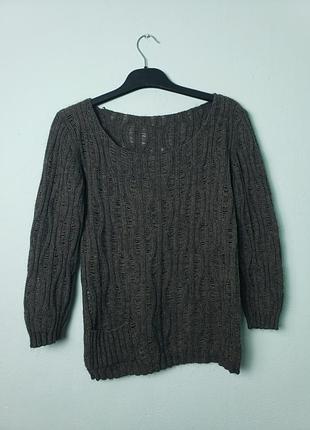 Женский темно-зеленый свечер из пряжи с мохером выполнен в италии