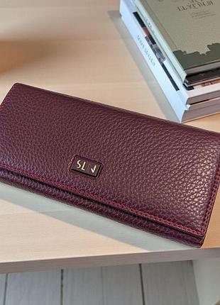 Жіночий гаманець на магніті із зовнішньою засувкою для дрібних грошей saralyn с-6263-10 розмір 19х9.5 см бордовий