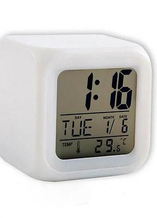 Настольные электронные часы с термометром и будильником