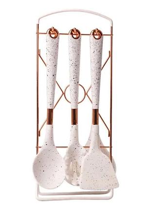 Набір кухонного приладдя на підставці 6 штук кухонні аксесуари граніт yrur7