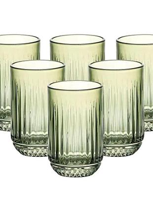 Набор стаканов 6 штук 450 мл стеклянные зеленый hp4146