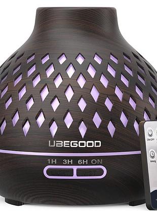 Увлажнитель воздуха, ароматизатор ubegood, аромалампа с led-подсветкой на 7 цветов, 400 мл, коричневый