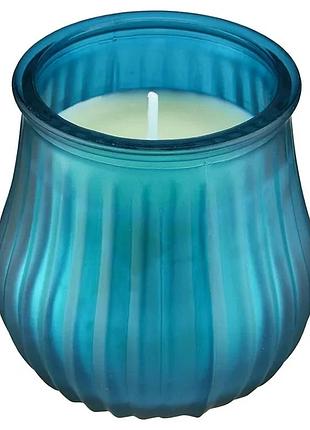 Ароматична різнокольорова свічка home creation, ребриста, зелена.