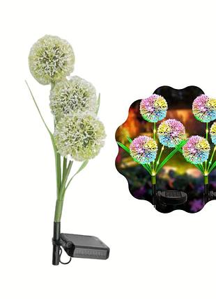 Ліхтар світильник для саду 1 гілка на три квіточки led лампочки декоративні водонепроникні ipx5 для клумби на дачу на сонячній