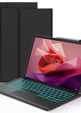 Чехол-клавиатура jademall для lenovo tab p12 12.7» с трекпадом, съемная bluetooth-клавиатура, rgb (черный)