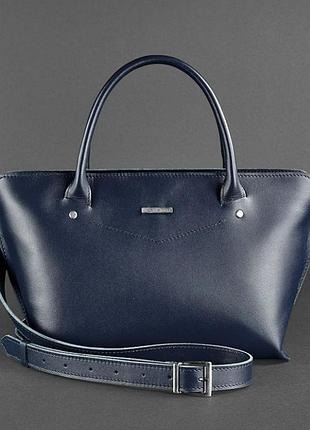 Женская сумка классическая из натуральной кожи стильная, сумки через плечо женские кожаные качественные синий