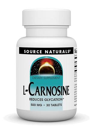 Source naturals, l-карнозин, 500 мг, 30 таблеток