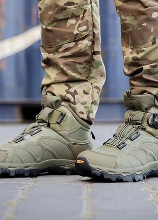 Армейские мужские ботинки тактические с автошнуровкой ( олива / койот / черный ) оливковый, 43