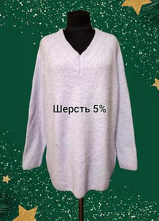 Брендовий вовняний светр джемпер пуловер великого розміру вовна