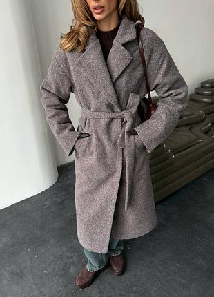 Накладной платеж ❤ 50% шерсть зимнее пальто миди на запах под пояс утеплено силиконом