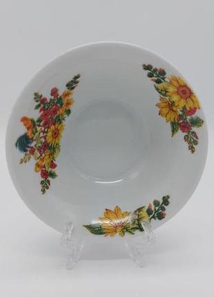 Салатник белый цветной керамический петух тарелка глубокая для первых блюд суповая 12 шт в уп 200 мл forkopt