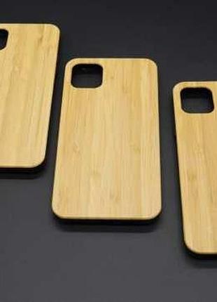 Чохол дерев'яний на смартфон iphone 11 pro max "бамбук" протиударний під гравіювання / чохол дерев'яний на