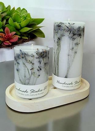 "лавандовий спокій" - набір свічок на підставці, з ароматом апельсин